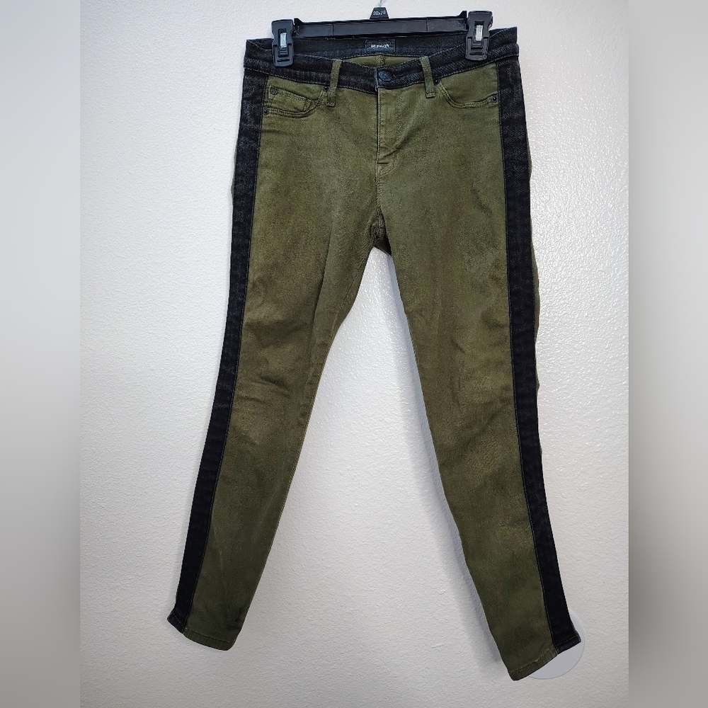 Hudson LEELOO Women's Super Skinny

Crop Jeans Green w❘ Black Stripes Size 28